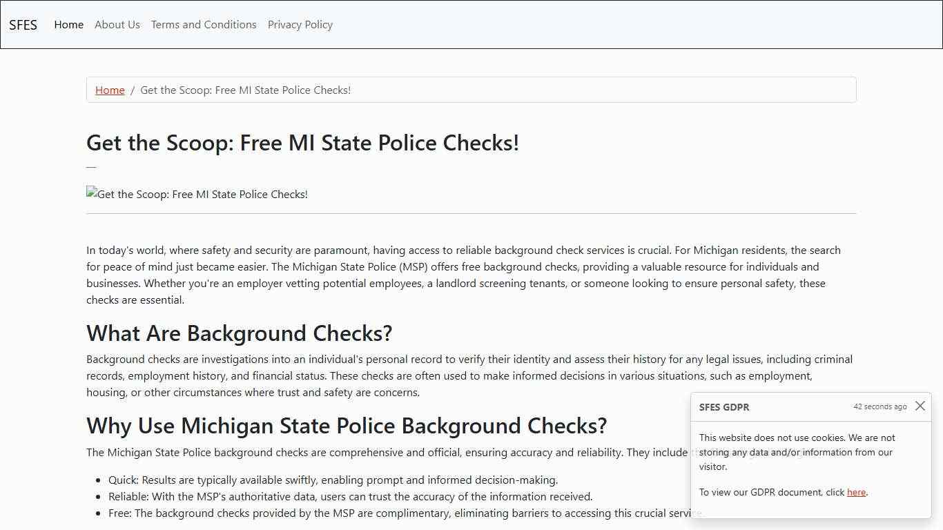 Get the Scoop: Free MI State Police Checks! | SFES